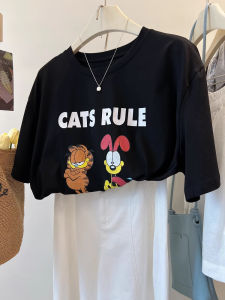 Áo Thun Cotton Tay Ngắn in Họa Tiết Hoạt Hình Dễ Thương Thời Trang Mùa Hè Cho Nữ Cổ Tròn Ôm Vừa Vặn Chất Liệu Cotton Thoáng Khí