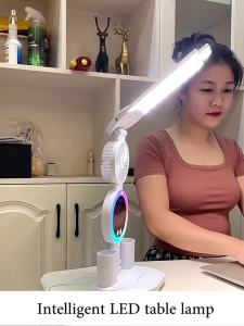 Rechargeable Table Lamp for Study Desk Lamp Reading Light Led Table Light with Fan Led Clock Dispaly Reading Lamp