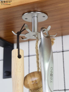 No-Drill Kitchen Rotating Hook Stainless Steel Cabinet Spatula Holder Wall Mounted Hanging Storage Rack Organizer Tool