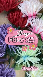 Artificial Flower Fuzy Cabang 3 Fake Home Wedding Table Decoration Bunga Palsu Krisan Buatan plastik