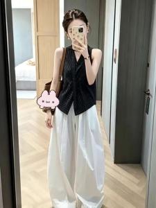 SENWA | Stylish Korean 2026 Summer Sleeveless and Wide Leg Pants Set