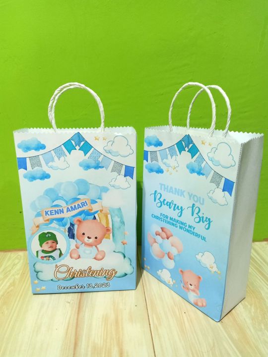10pcs Customize Birthday Lootbag BAPTISM Bear Theme Personalized