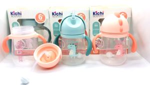Bình ống hút tập uống nước Kichi 240ML hình khủng long