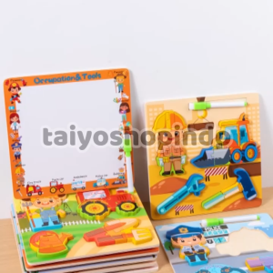 TAIYO Puzzle Kayu 3D Job Pekerjaan Profesi Work Papan Tulis Spidol Wipeclean Jigsaw Edukasi Mainan