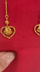 Poh Heng Jewellery 22K Rose Dangling Earrings in Yellow Gold[Price By Weight]