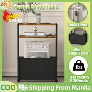 Narrow Side Table With Fabric Basket 3 Layer Bedside Table Bathroom Storage Stand Holder Side Table Slim Bedside Table With Adjustable Feet Sofa Side Table For Bathroom Living Room Bedroom Kitchen Space Saving