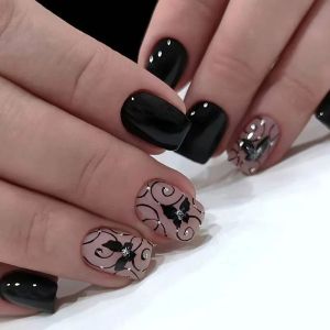 24 PCs Short French Butterfly Nails with 1 Jelly and 1 Nail File