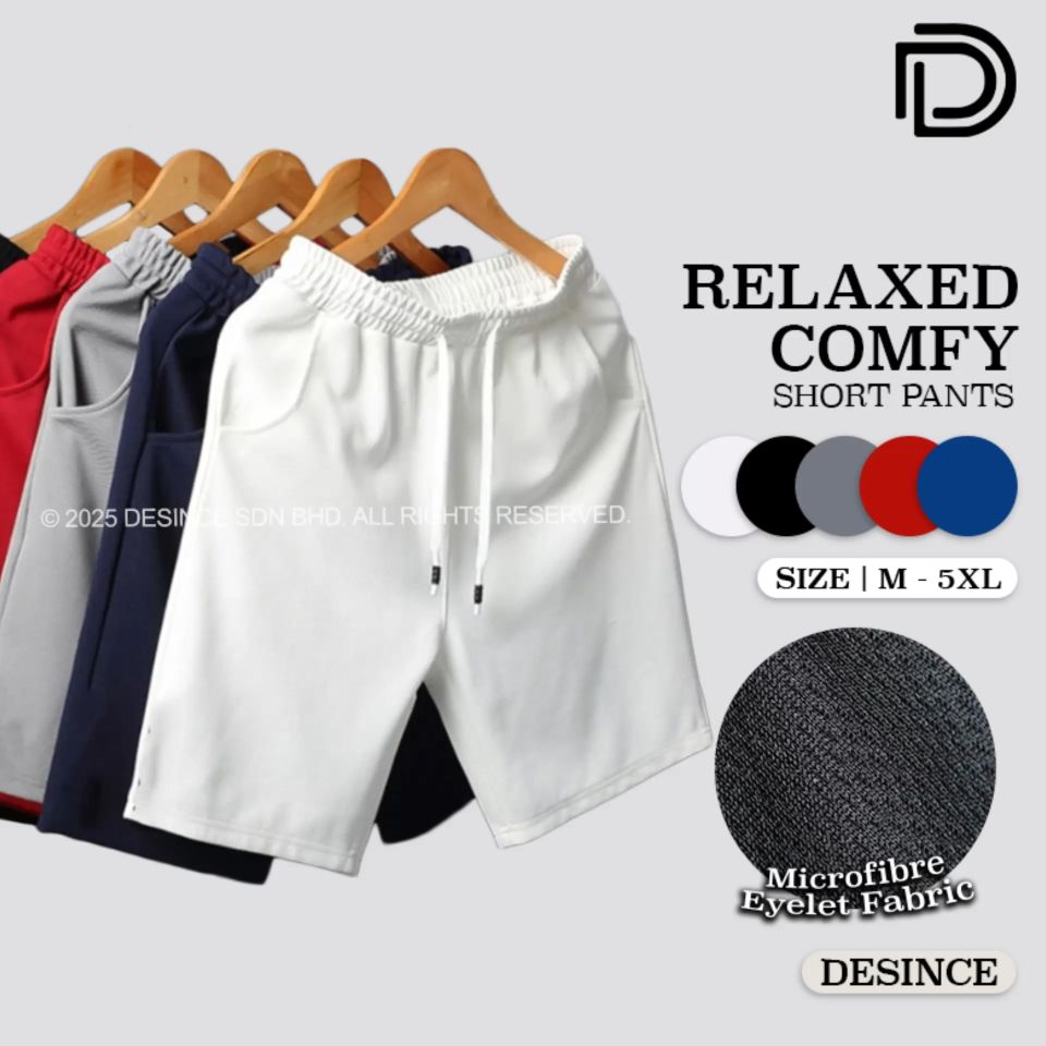 DESINCE Men Casual Shorts Plus Size Short Pants Drawstring Gym Home Comfy Clothing Seluar Pendek Lelaki MP 141
