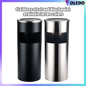 High Quality Stainless Ashtray Round Trash Bin with Bucket Inside Waste Bin Cigarette Ashtray Bin Round Top Cigarette Bin Trash Can