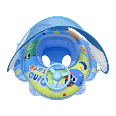 Pool Float Toddler Swim Ring Tube with Canopy PVC Inflatable Swimming Seat Ring For Swimming Circle Beach Water Play Equipment