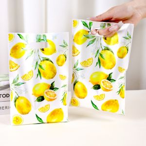 10/20/50pcs Watercolor Yellow Lemon Candy Gift Bags Biscuit Packing Bags Summer Party Favors Bags Beach Picnic Essentials