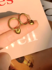 Heart Shape Necklace & Earrings Set Non Tarnish Gold Stainless Steel Minimalist Fashion Beach Accessories Jewelry Set for Women