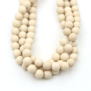 ลูกปัดหินธรรมชาติขนาด 4-6-8-10 มม. ขัดด้านสีขาวฟอสซิล สำหรับทำเครื่องประดับ DIY สร้อยข้อมือ สร้อยคอ ลูกปัดเว้นวรรค ของขวัญ