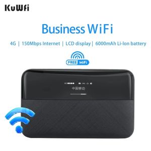 KuWFi 6000mAh Unlock 4G Pocket Wifi 150Mbps Portable Wireless Mobile Router Modem 4g Wifi Sim Card Outdoor Hotspot Mini Router