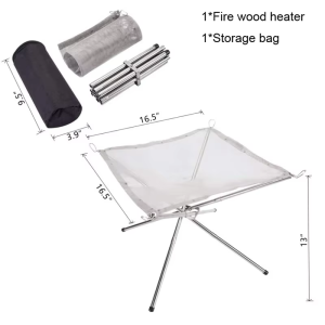 Portable Outdoor Fire Pit Collapsing Steel Mesh Fire Stand Stove Wood Heater Camping Supplies Backyard Garden With Carrying Bag