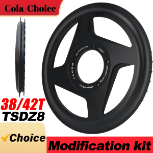 Powallon 38/42T Offset Chainring with Integrated Guard for TONGSHENG Z8 Mid-Drive Motor Kit - Perfect for Ebike Conversion