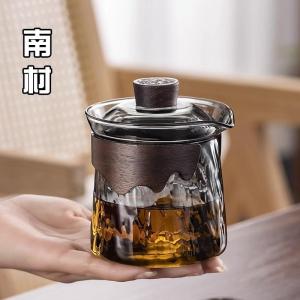 Large Size Glass Cover Bowl Tea Cup Home Use Anti-Scalding Three Elements Tea Bowl with Lid Single Hand Grab Pot Gongfu Tea Set
