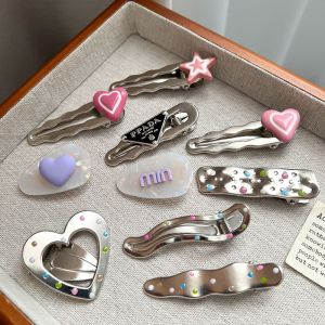 DAIMEISHU Kẹp tóc nữ kẹp tóc giả kim cương tình yêu ngọt ngào Y2K kẹp tóc bên tóc mái