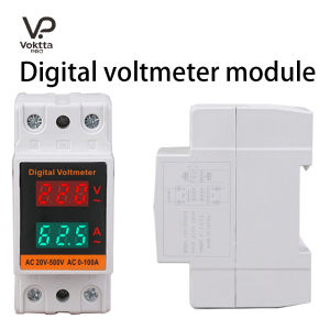 LCD Dual Digital Din Rail Power Meter AC Voltmeter Ammeter Energy Meter AC20-500V 100A Volt Amp Monitor Electricity Meter
