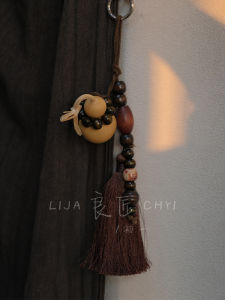 Natural Style Chinese Aesthetic Carved Gourd Bag Charm Creative Gift for Friends Vehicle Decoration Backpack Accessory