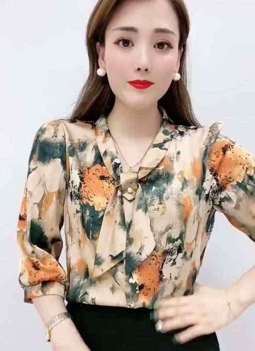 Chiffon floral shirt women's summer Korean version loose design