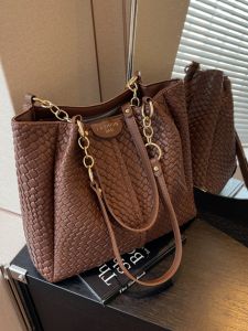 Trendy Large Capacity Womens Tote Bag 2023 Commuter Style Single Shoulder Fashionable Versatile Autumn Handbag PU Leather