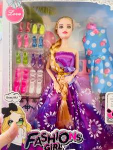 ตุ๊กตา พร้อมรองเท้า ชุดหลายสี คละสีส่ง ขนาดกล่อง32cm บรรจุกล่อง สินค้าพร้อมส่ง