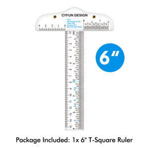 30Cm/12" T Square Ruler Clear Acrylic T Shape Ruler Clear Transparent In Both Inches and Metric Measurements Straight Ruler Tool