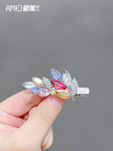 Womens Side Hair Clip Crystal Edge Duckbill Hair Clamp  Outlined Bangs Clip Fashionable Hair Accessories Original Design