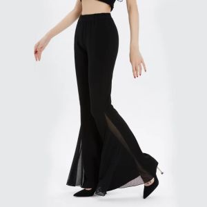 Adult Women Dance Latin Bellydance Training Wide-leg Pants Female Yoga Trousers Elastic Waistline Catwalk Gauze Leg