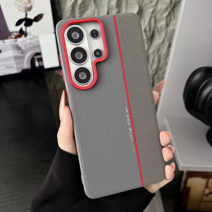 Red Line Splicing Phone Case For Samsung S26 Ultra S25 Ultra S26 S25 S26 Plus S25 S25 Edge Plus Luxury Cover Funda Skin Texture