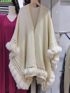 Thickened Large Size Womens Wrap Scarf with Fur Collar Multi-Functional Pure Color Warm Coat Spring Autumn Winter Fashion