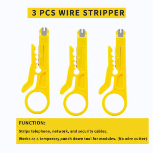 3 Pcs Wire Stripper & Punch Down Tool Set Multi-Function Stripping Tool for Network Telephone & Security Cables