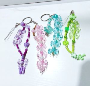 Phone hanging chain to chain colored rebon beaded Wallet chain bhags chainkey chain.