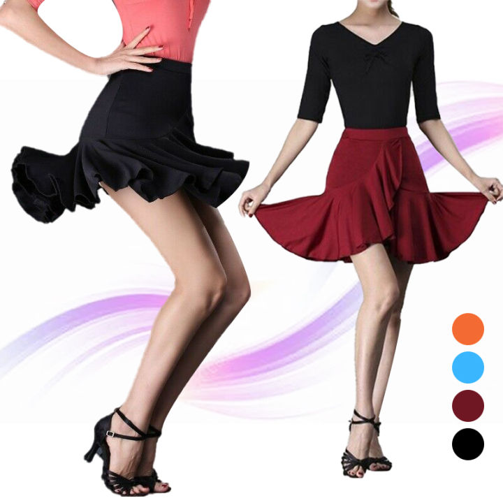 Flouncing Latin dance skirt Adult Performance Costume Hip skirt Cha cha  Rumba Dance skirt S - 3XL