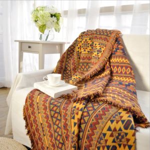 Thick Cotton Yarn Bohemian Carpet Nordic Ethnic Sofa Blanket Premium Feel Sofa Cushion Bed Cover Blanket Rectangular Living Room Bedroom Decor