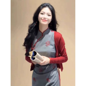 Retro Chinese Style Young Womens Modified Cheongsam High Waist Bodycon Dress with Shawl Two Piece Set Elegant Sensation