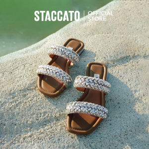 Staccato Womens Flat Sandals รองเท้าแตะส้นแบน รองเท้าแตะ พื้นนุ่ม EEQ17