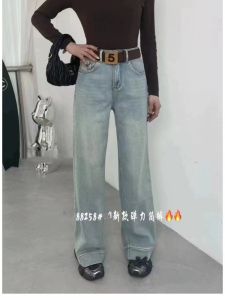 Loose Casual Wide Leg Jeans High Waist Denim Pants Spring New Style Womens Fashion Drapey Versatile Casual High Waist Wide Leg Pants