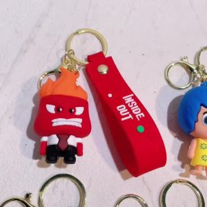 Bandai | Inside Out 2 Moive Joy Sadness Fear Disgust Figures Cartoon Keyrings Bag Car Key Chain Holder Keychains Christmas Gifts