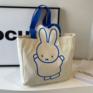 Large Capacity Canvas Tote Bag Womens Summer Japanese Style Cute Cartoon Handbag Versatile Student Class Single Shoulder Bag