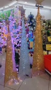 Glittered Christmas Tower Star Iron Pyramid Tower 4 sides and 3 sides Tower with Lights and without Lights.