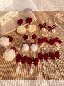 Red New Year Womens Earrings Tassel Butterfly Knot Drop Earrings Elegant High-End Feeling Ear Jewelry Korean Style Fashionable