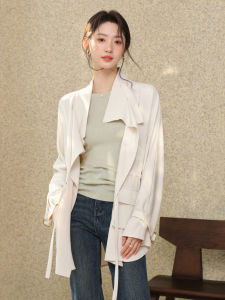 Stand Collar Adjustable Loose Fit Spring Trench Coat