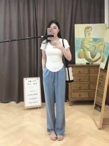 เสื้อยืดแขนสั้น คอวีผ้าฝ้าย งานเรียบ เสื้อยืดคอวีสีพื้นเซ็กซี่ สำหรับผู้หญิง