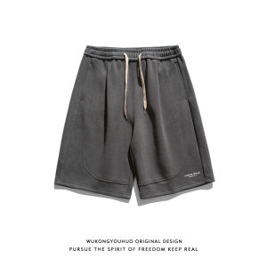 Summer 2024 Men's Sporty Straight Leg Knee-Length Shorts: Five-Quarter Length Casual Loose Fit Couples Universal Polyester Cotton Blend