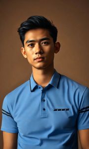 kaos polo kerah daun saku garis zebra