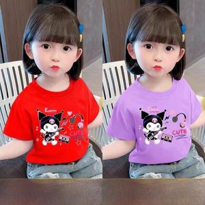 Kuromi Kids Pure Cotton Short Sleeve T-Shirt Stylish Summer Fashion for Girls Baby Toddler Mid-Child Breathable Comfortable