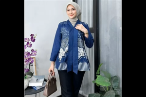 Kebaya Batik Wanita Atasan Cewek Blus Lengan Panjang Muslimah Kutubaru Kartini Modern Kantor