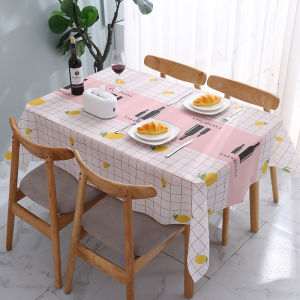 【12H Ship Local Delivery】137X183CM Plain Color PVC Waterproof Oil-proof Tablecloth Cartoon Plant Fruit Flower Leaf Plaid Placemat Tablecloth Table Cover Plain Disposable Wedding Party Tablecloth PE Plastic Cloth Birthday Dessert Long Table Cover Tableware